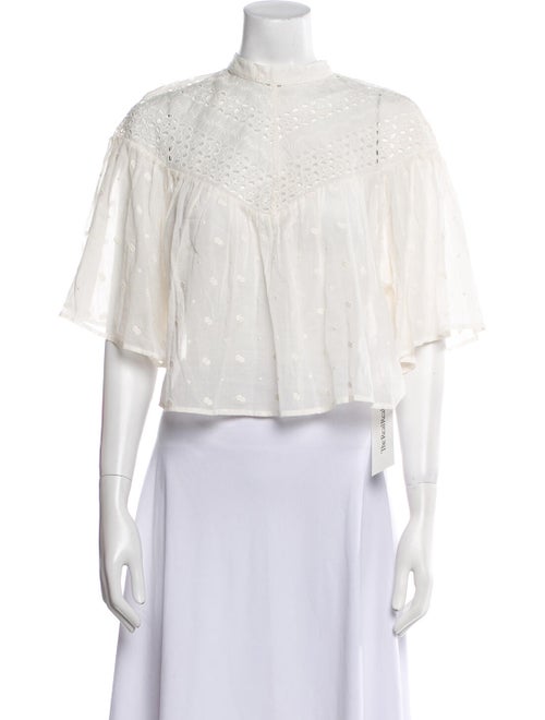 Nili Lotan Mock Neck Short Sleeve Crop Top