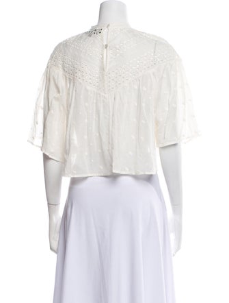 Nili Lotan Mock Neck Short Sleeve Crop Top