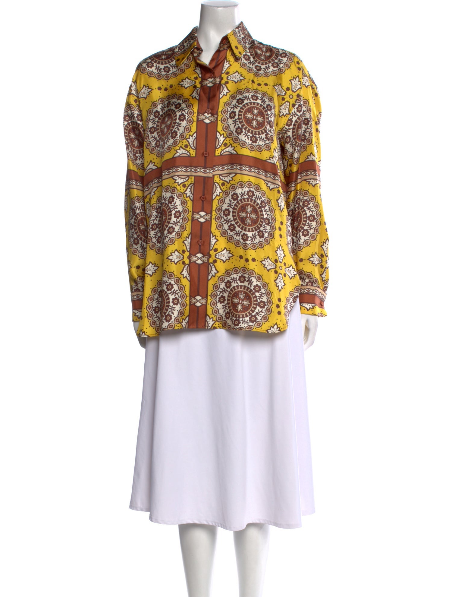 Nili Lotan Silk Floral Print Button-Up Top w/ Tags