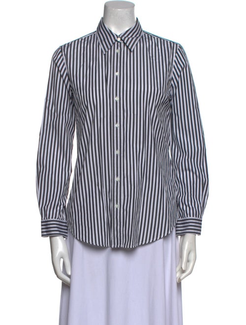 Nili Lotan Striped Long Sleeve Button-Up Top