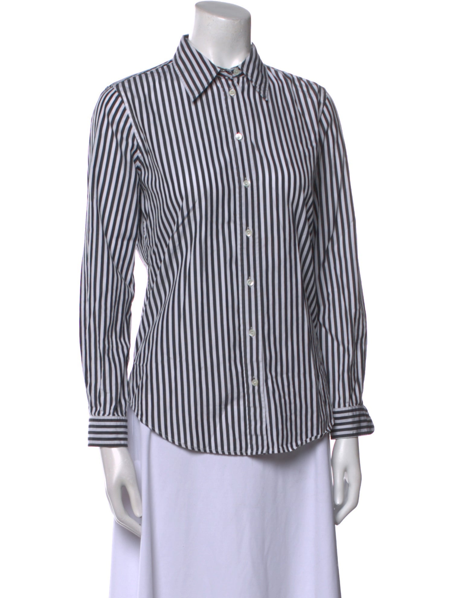 Nili Lotan Striped Long Sleeve Button-Up Top