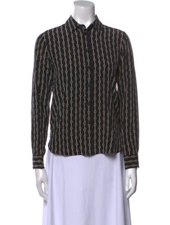 Nili Lotan Striped Long Sleeve Button-Up Top