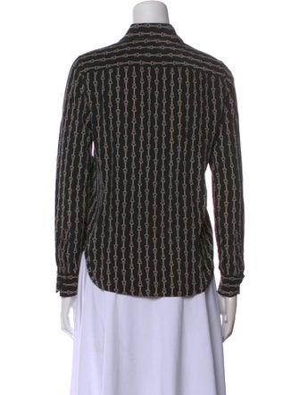 Nili Lotan Striped Long Sleeve Button-Up Top