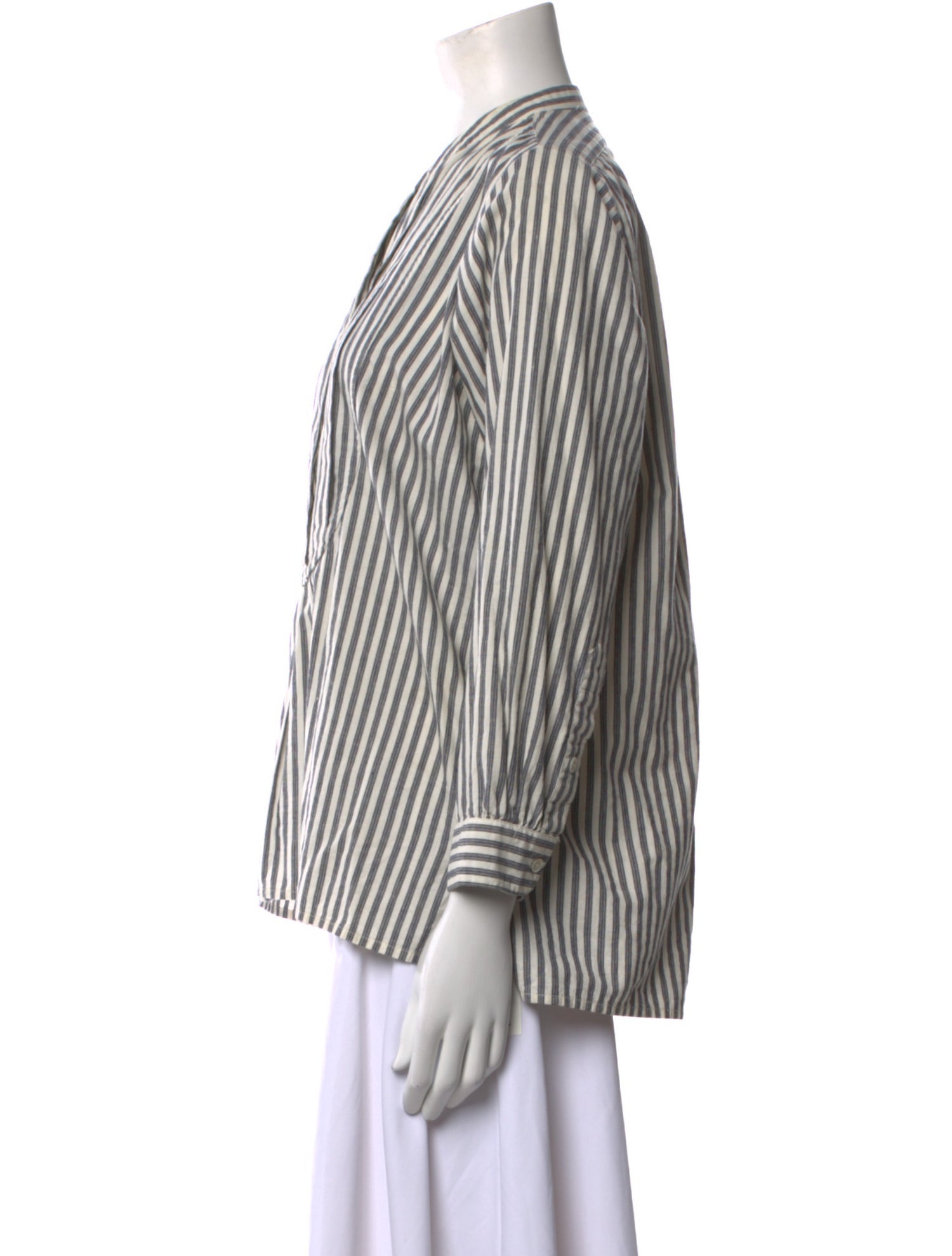 Nili Lotan Striped Mock Neck Blouse
