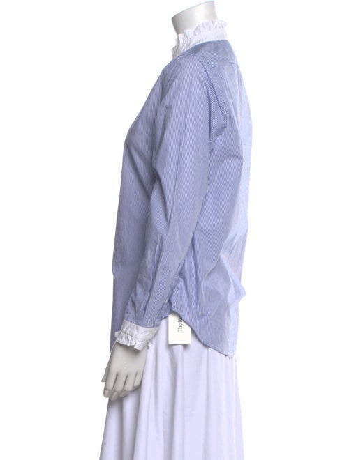 Nili Lotan Striped Mock Neck Button-Up Top