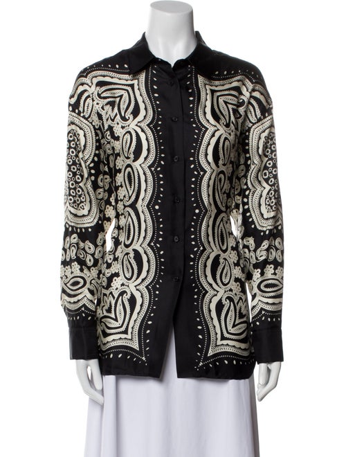 Nili Lotan Silk Printed Button-Up Top