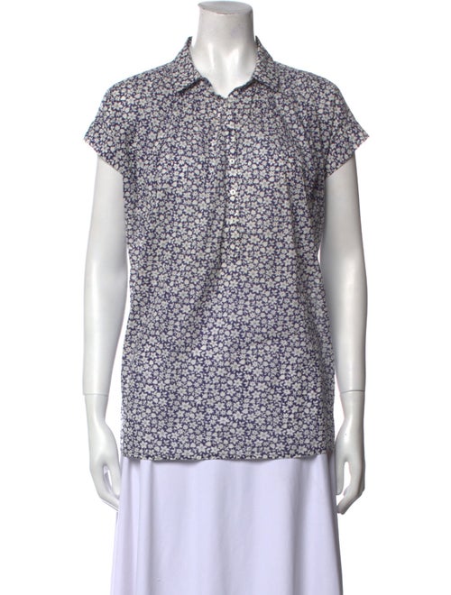 Nili Lotan Printed Short Sleeve Button-Up Top