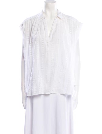 Nili Lotan V-Neck Short Sleeve Blouse