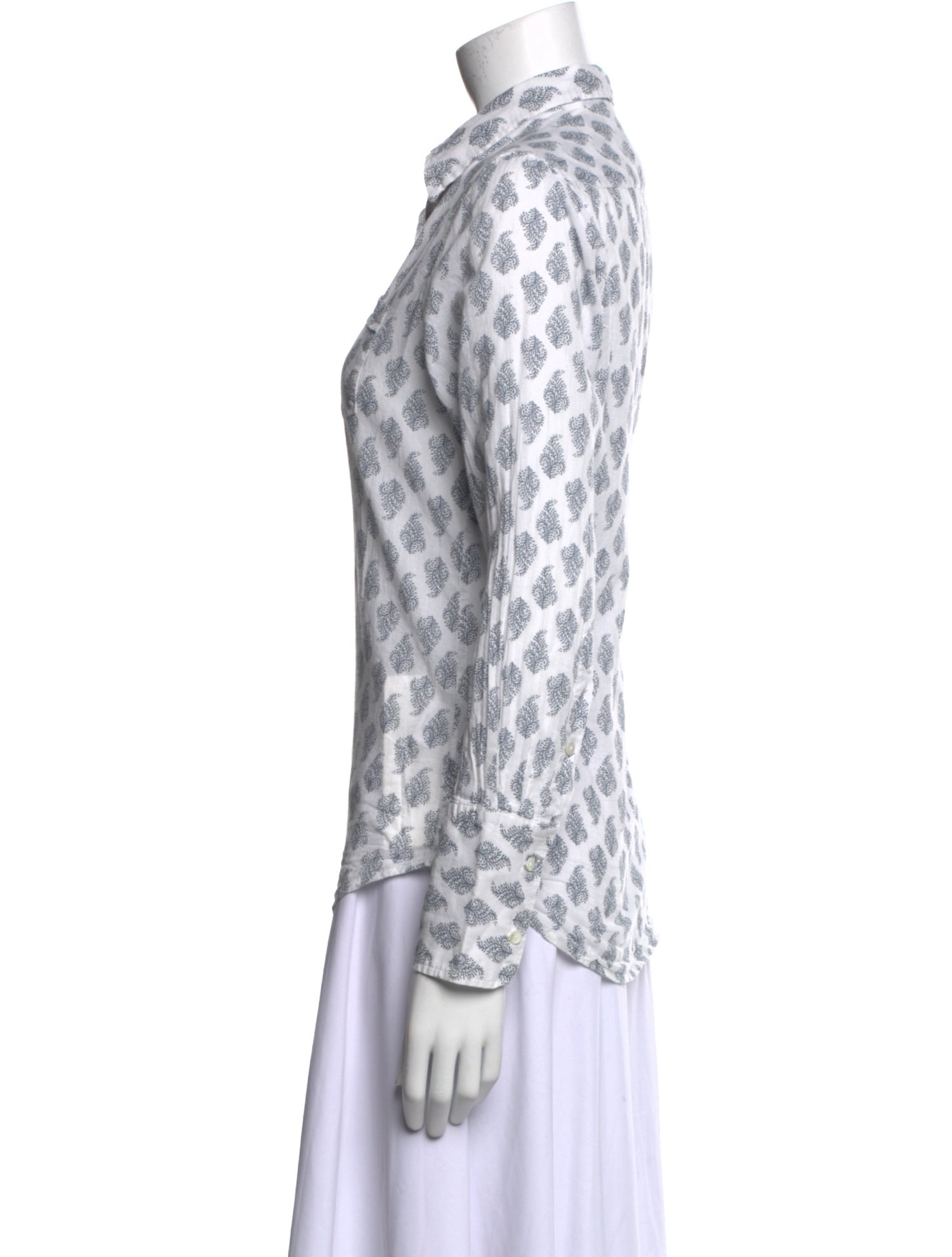 Nili Lotan Printed Long Sleeve Button-Up Top