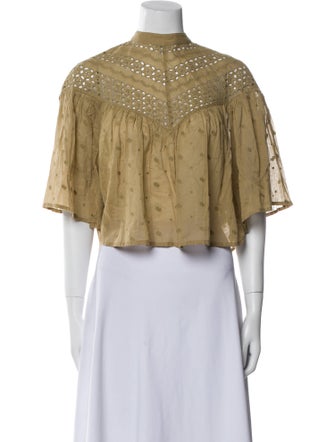 Nili Lotan Mock Neck Short Sleeve Crop Top