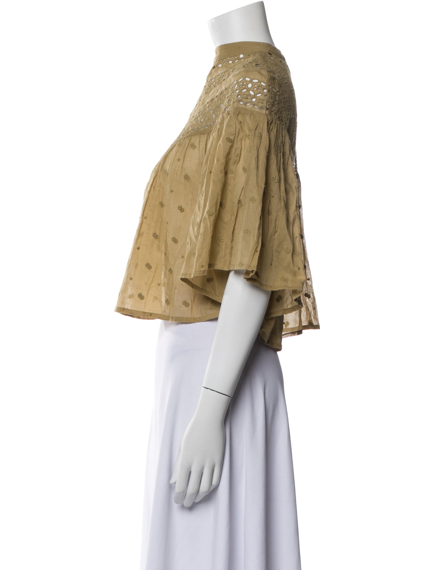 Nili Lotan Mock Neck Short Sleeve Crop Top