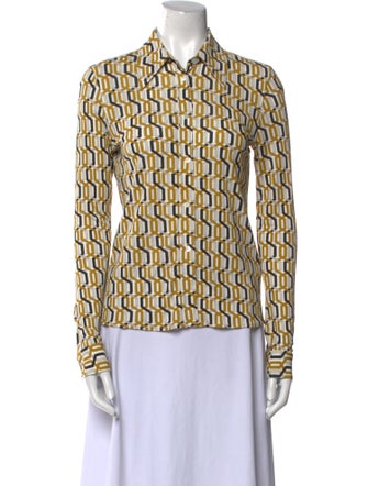 Nili Lotan Printed Long Sleeve Button-Up Top