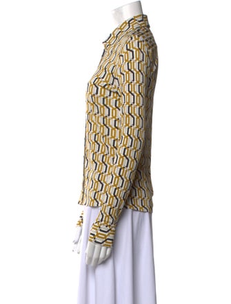 Nili Lotan Printed Long Sleeve Button-Up Top