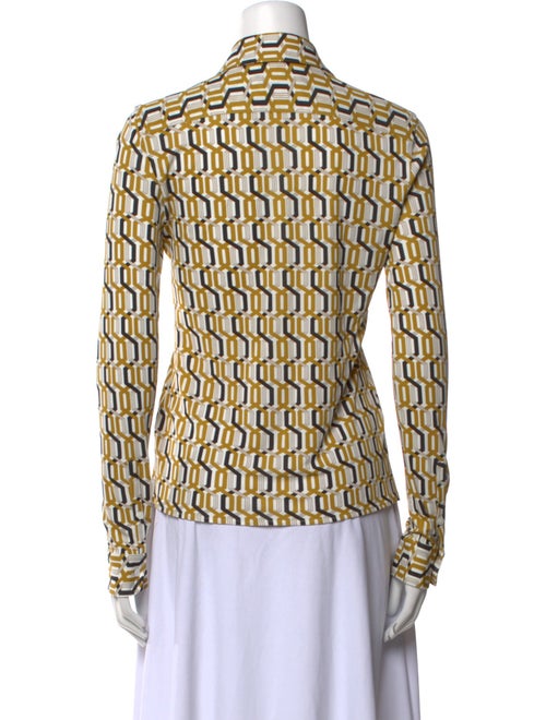 Nili Lotan Printed Long Sleeve Button-Up Top