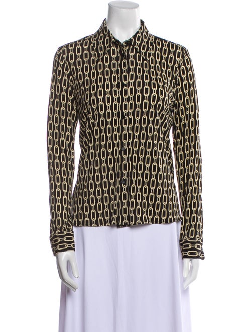 Nili Lotan Printed Long Sleeve Button-Up Top