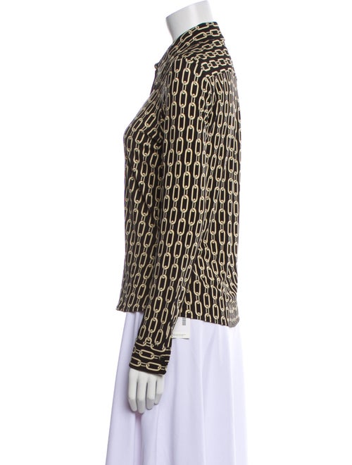 Nili Lotan Printed Long Sleeve Button-Up Top