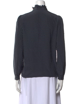 Nili Lotan Silk Polka Dot Print Button-Up Top