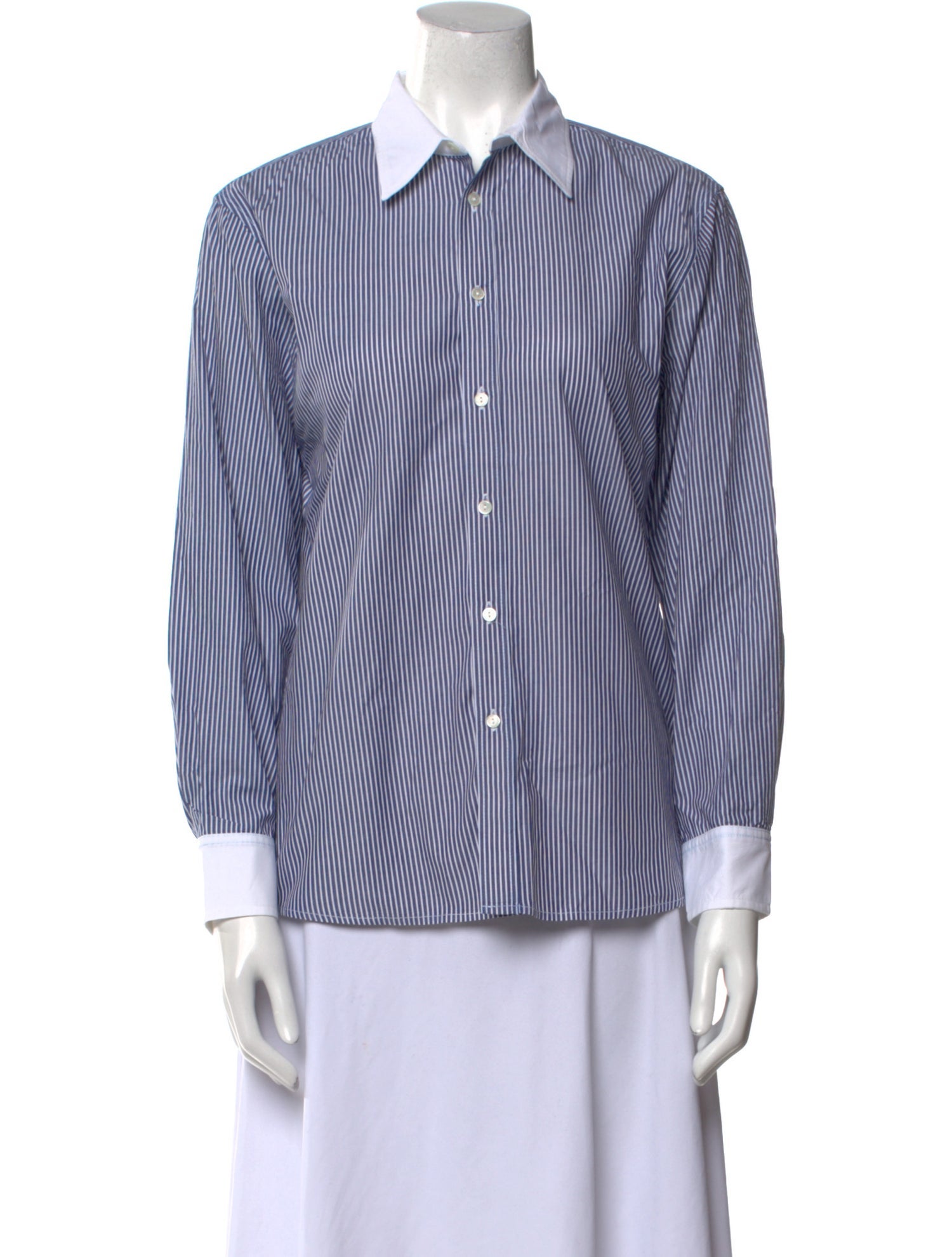 Nili Lotan Striped Long Sleeve Button-Up Top