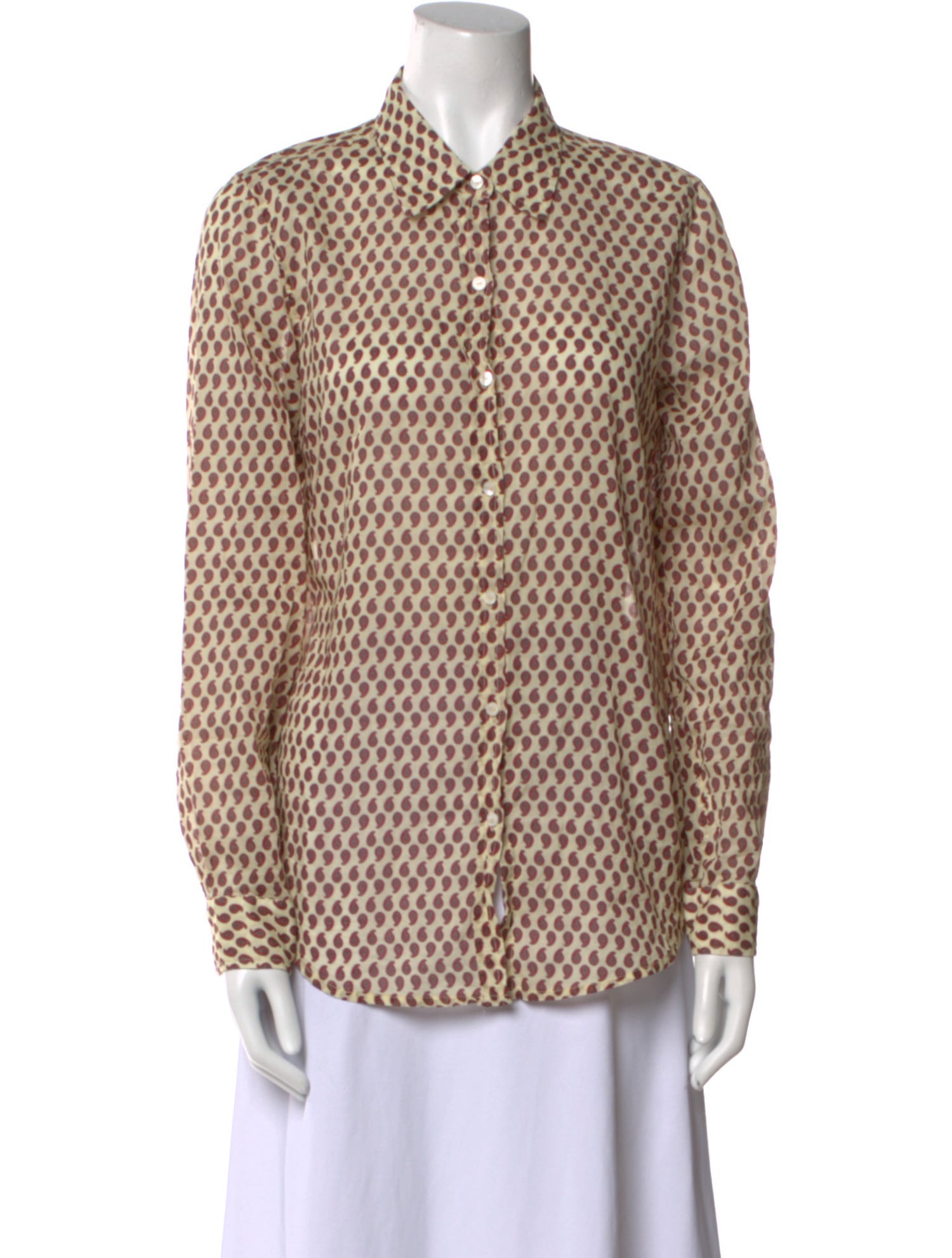 Nili Lotan Printed Long Sleeve Button-Up Top