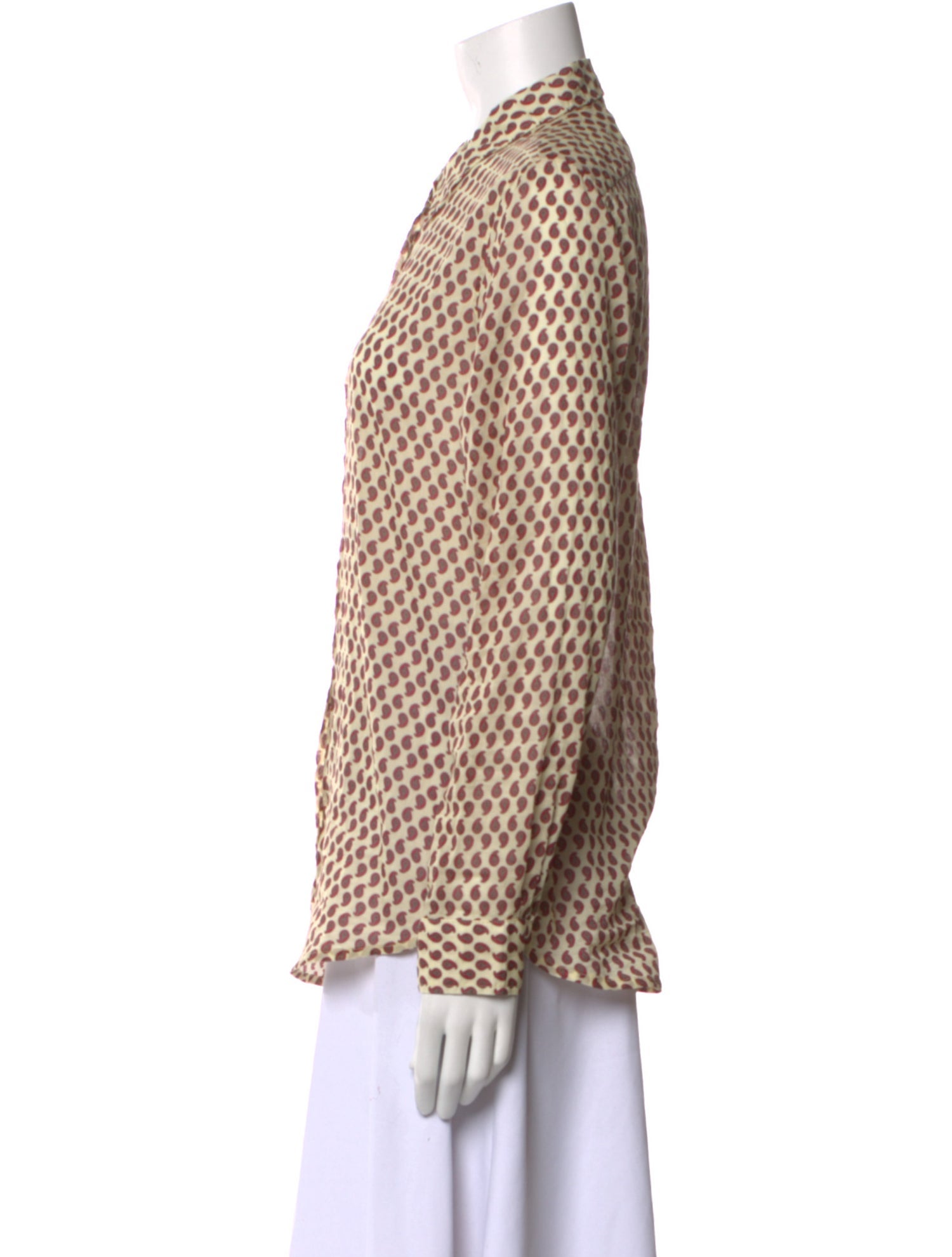 Nili Lotan Printed Long Sleeve Button-Up Top