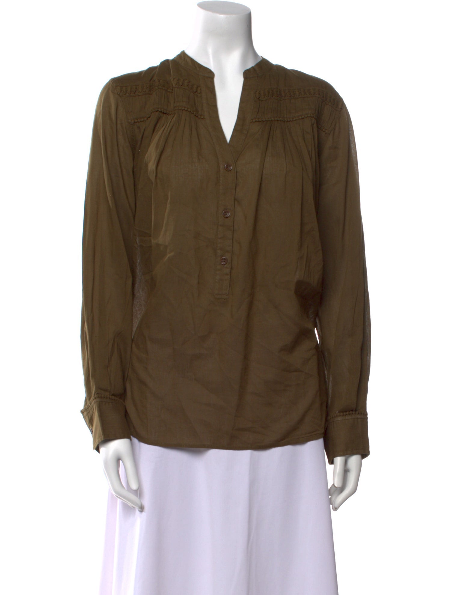 Nili Lotan V-Neck Long Sleeve Blouse