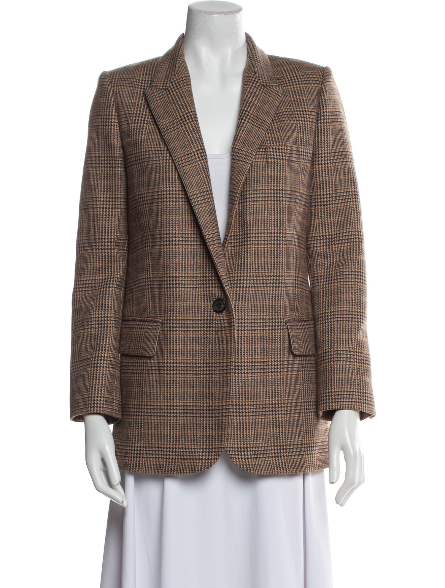 Nili Lotan Wool Plaid Print Blazer