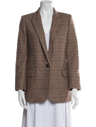 Nili Lotan Wool Plaid Print Blazer