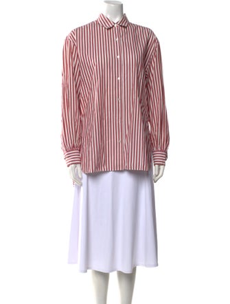 Nili Lotan Striped Long Sleeve Button-Up Top