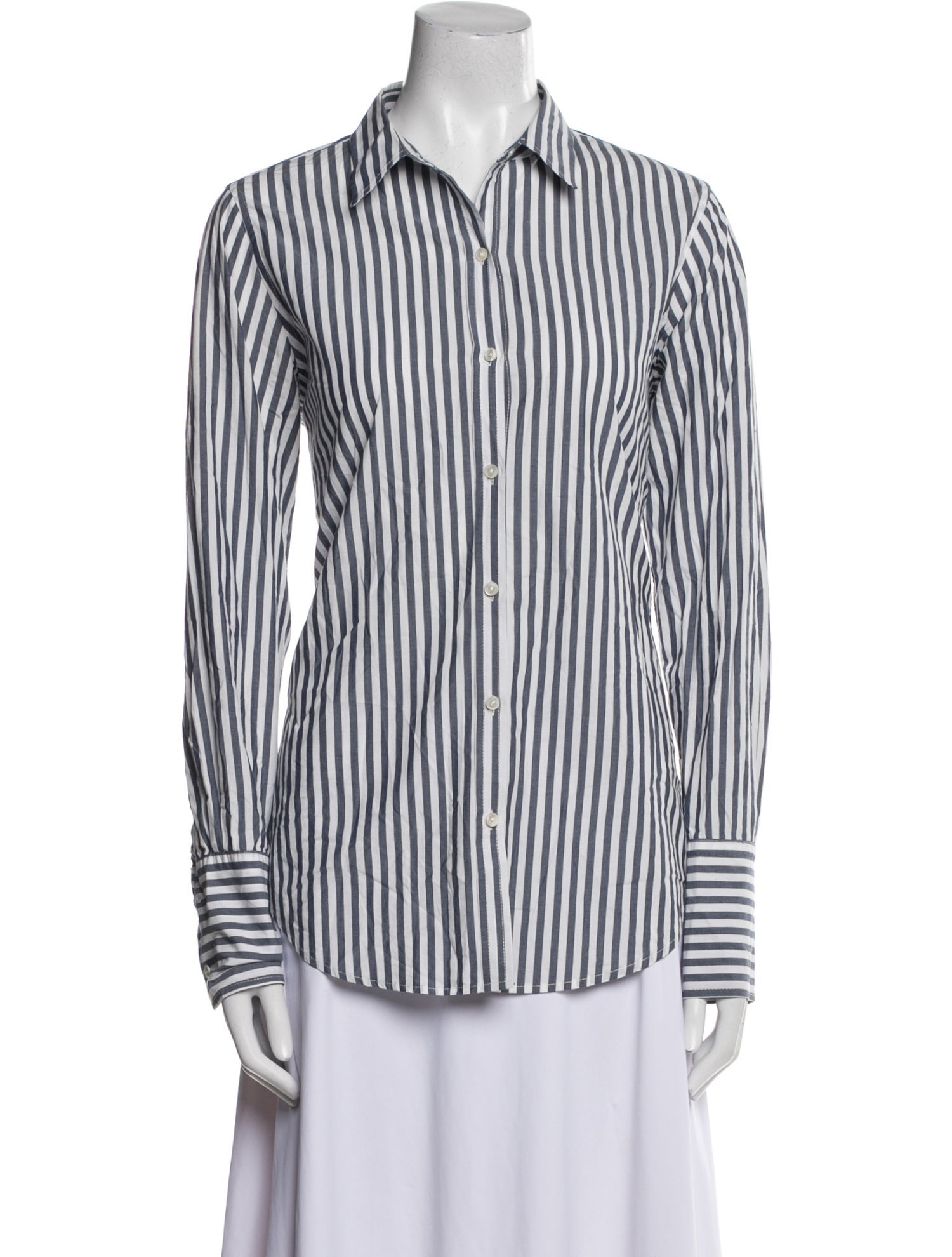 Nili Lotan Striped Long Sleeve Button-Up Top