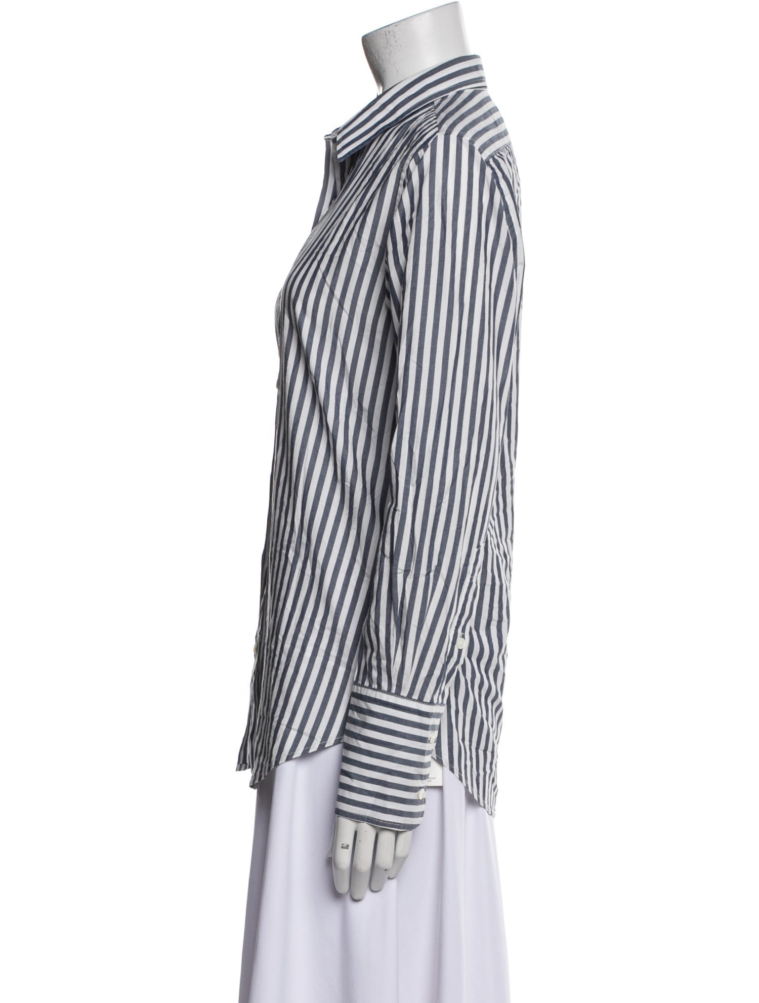 Nili Lotan Striped Long Sleeve Button-Up Top