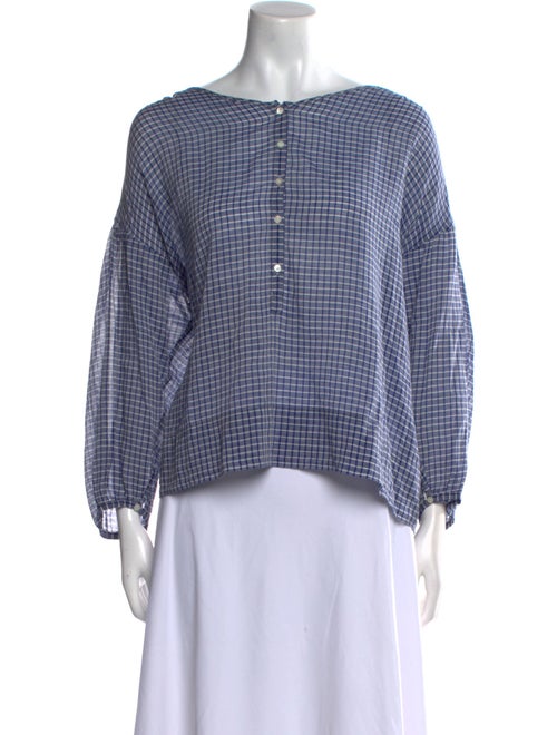 Nili Lotan Plaid Print Scoop Neck Crop Top