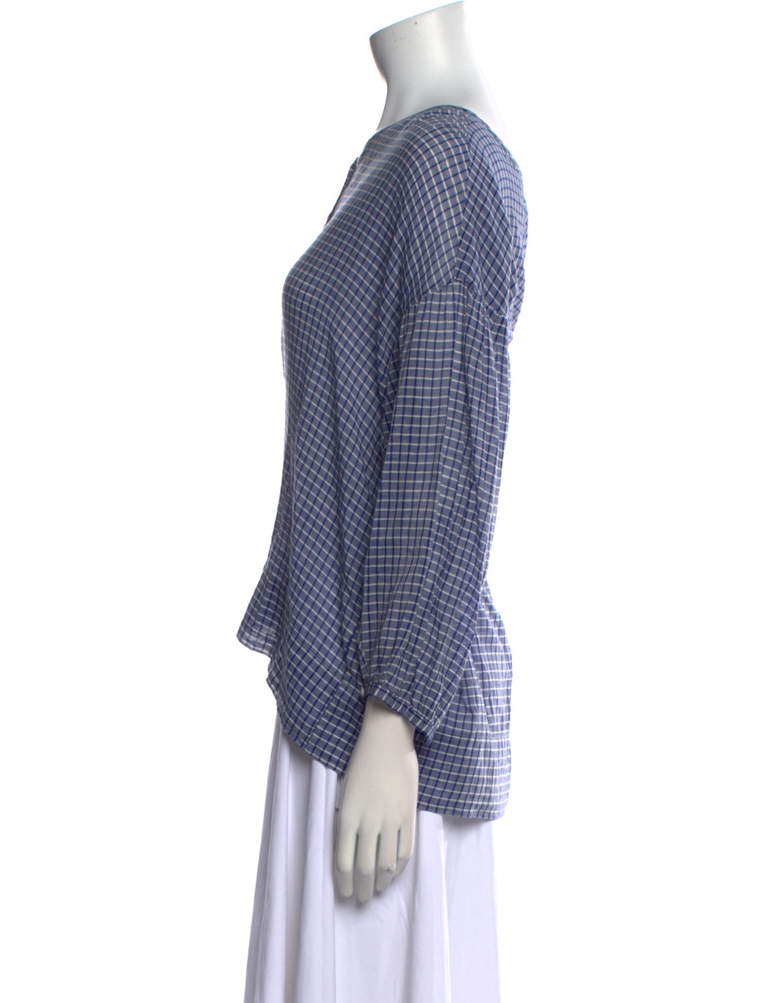 Nili Lotan Plaid Print Scoop Neck Crop Top