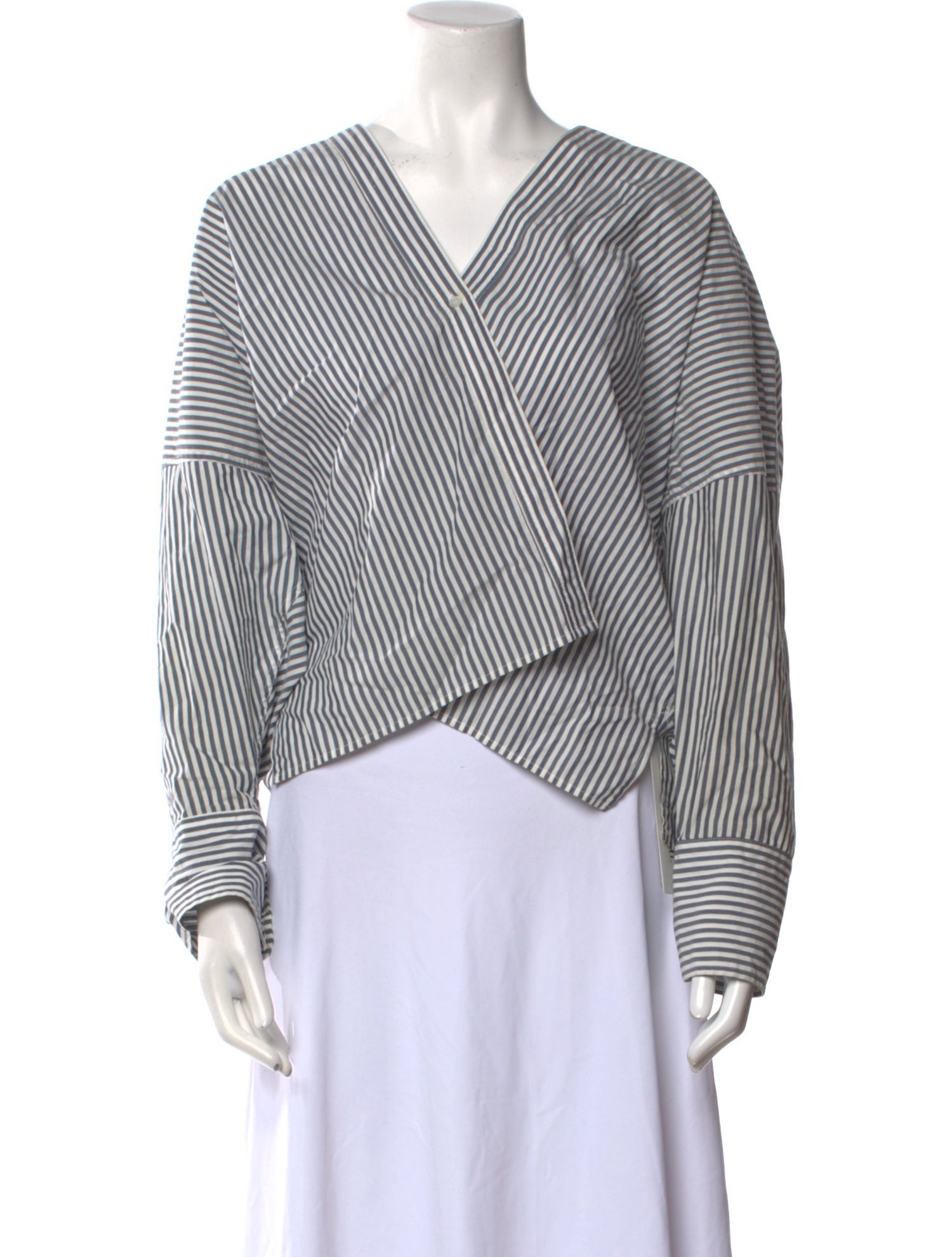 Nili Lotan Striped V-Neck Crop Top