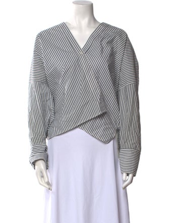 Nili Lotan Striped V-Neck Crop Top