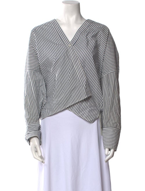 Nili Lotan Striped V-Neck Crop Top