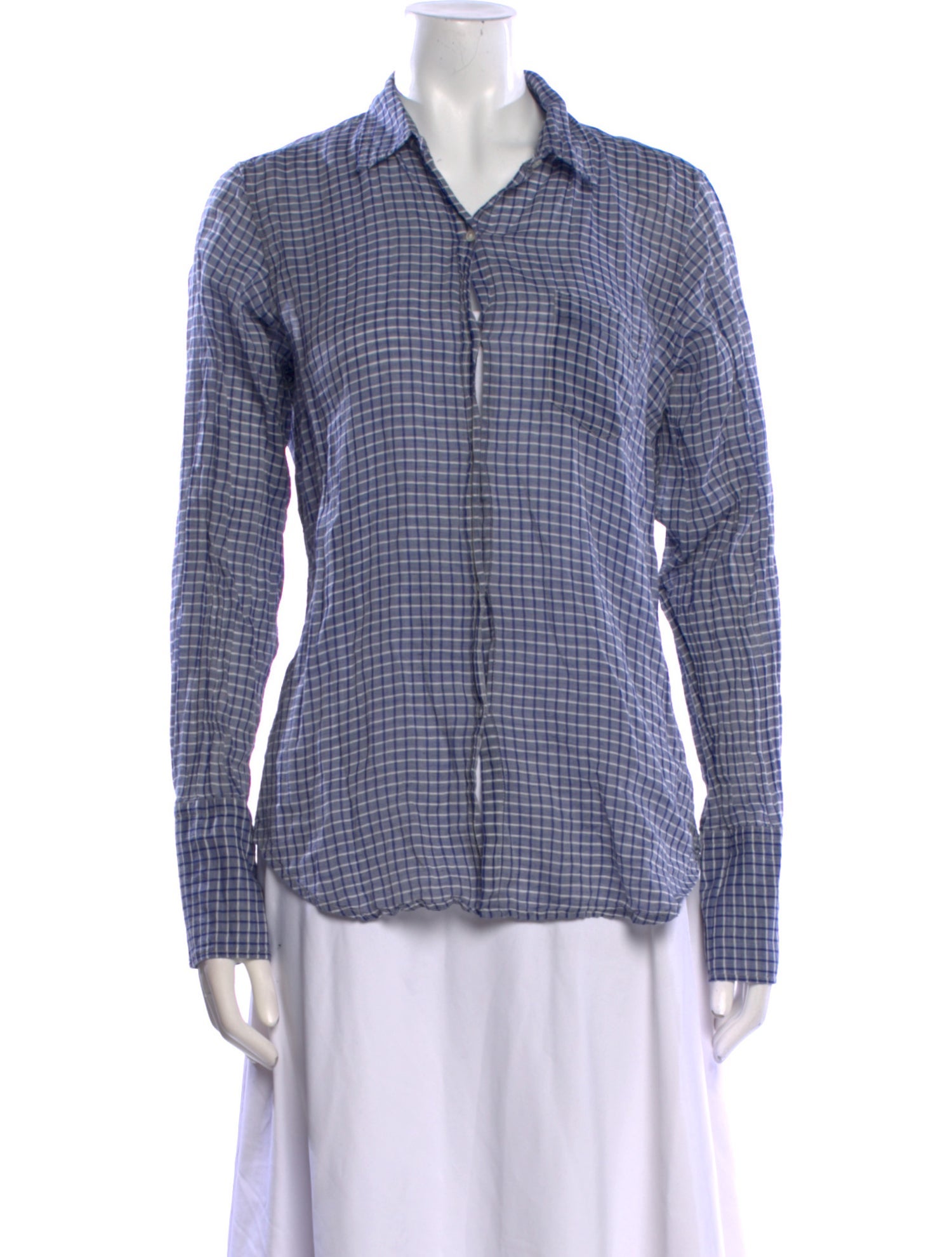 Nili Lotan Plaid Print Long Sleeve Button-Up Top