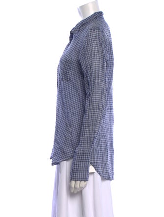 Nili Lotan Plaid Print Long Sleeve Button-Up Top