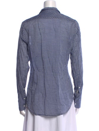 Nili Lotan Plaid Print Long Sleeve Button-Up Top