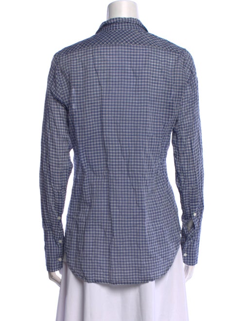 Nili Lotan Plaid Print Long Sleeve Button-Up Top