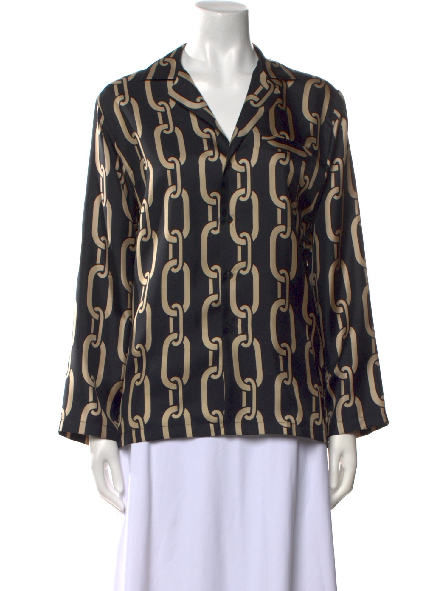 Nili Lotan Silk Printed Button-Up Top