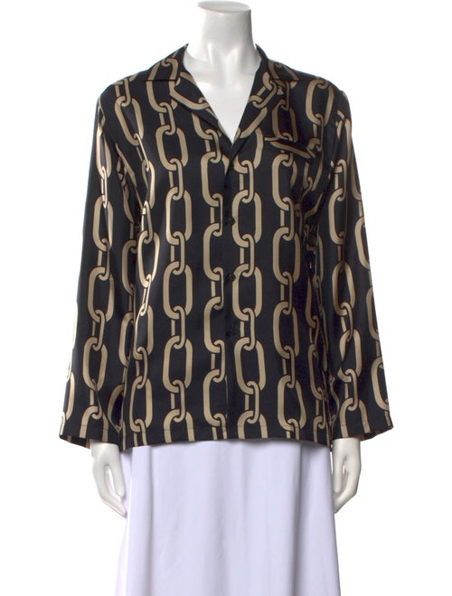 Nili Lotan Silk Printed Button-Up Top