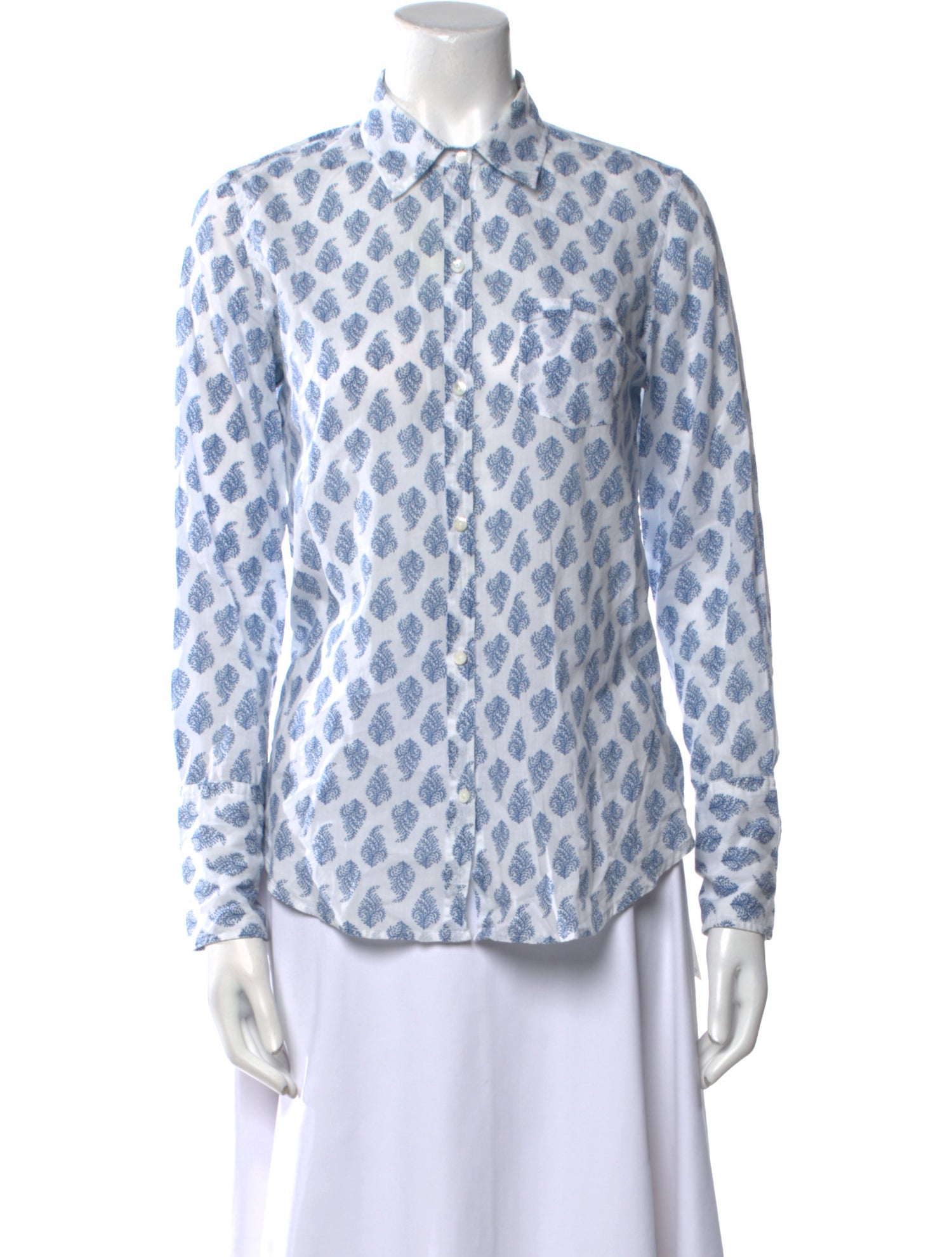 Nili Lotan Printed Long Sleeve Button-Up Top