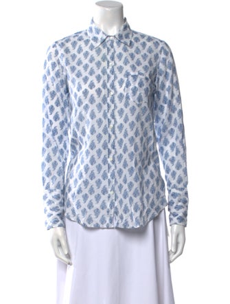 Nili Lotan Printed Long Sleeve Button-Up Top