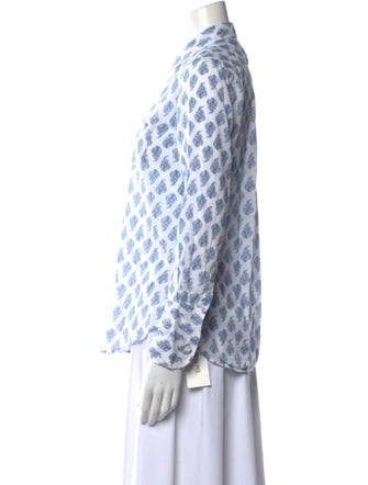 Nili Lotan Printed Long Sleeve Button-Up Top