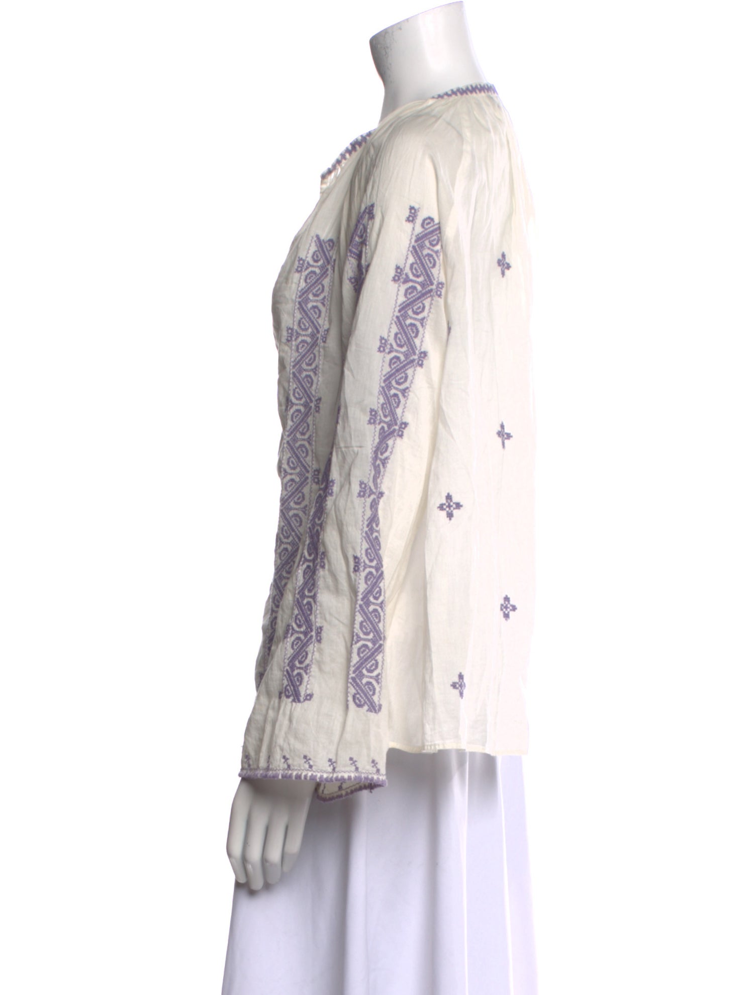 Nili Lotan Printed V-Neck Blouse