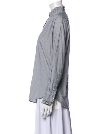 Nili Lotan Striped Mock Neck Button-Up Top