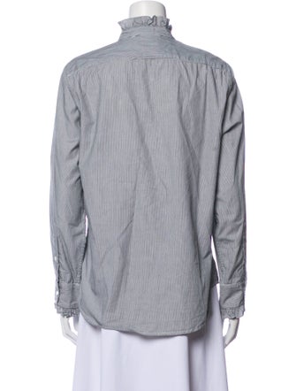 Nili Lotan Striped Mock Neck Button-Up Top