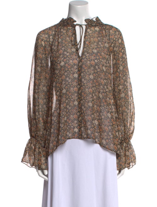 Nili Lotan Silk Floral Print Blouse