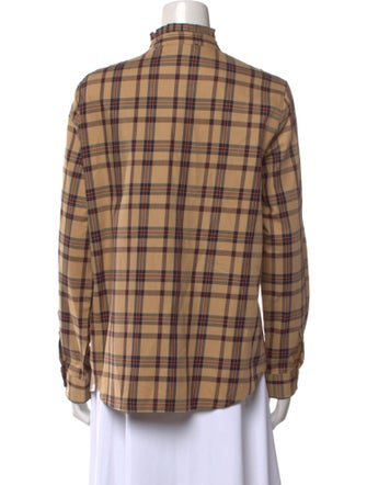 Nili Lotan Plaid Print Long Sleeve Button-Up Top