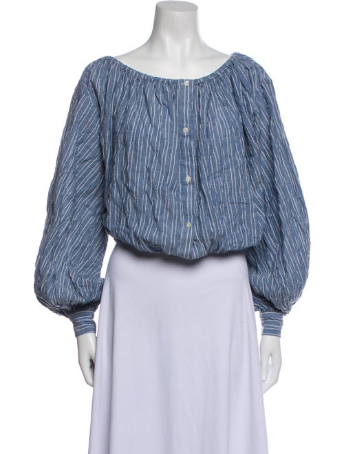 Nili Lotan Striped Bateau Neckline Crop Top